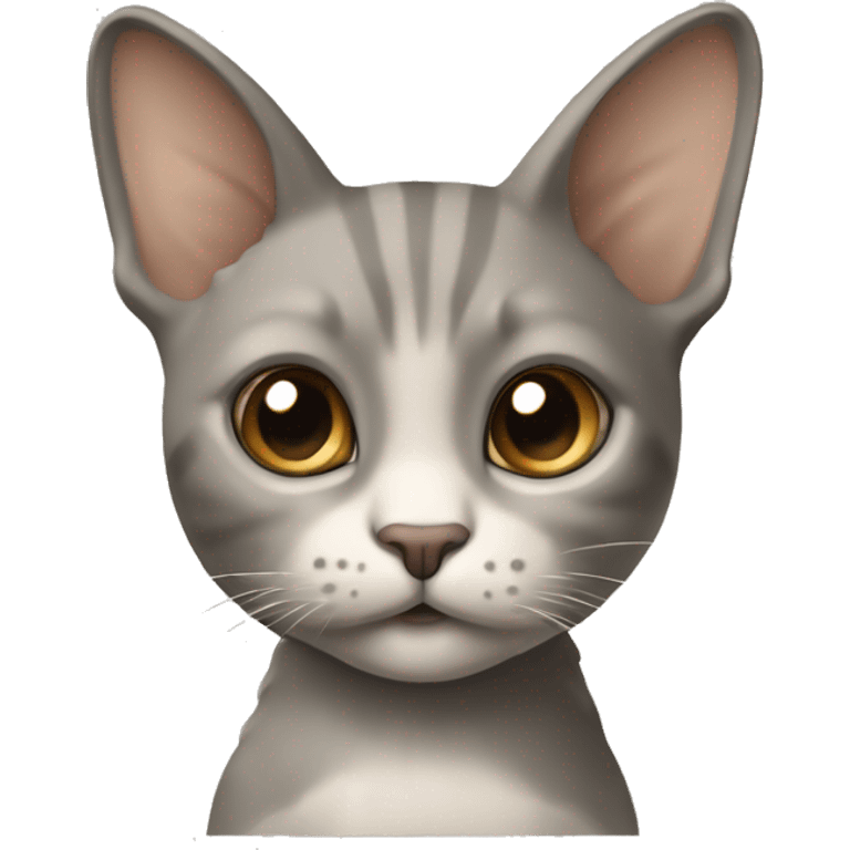 Petit chat, gris et beige avec du beige entre le cou et les pattes, des traits gris et beige sur le front  emoji