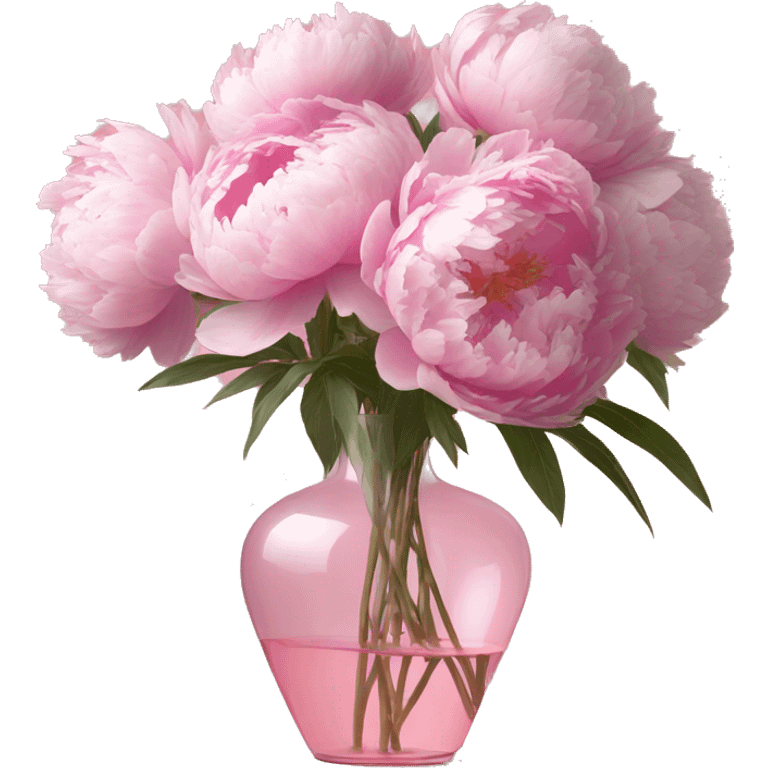 Peonies in a clear pink vase emoji