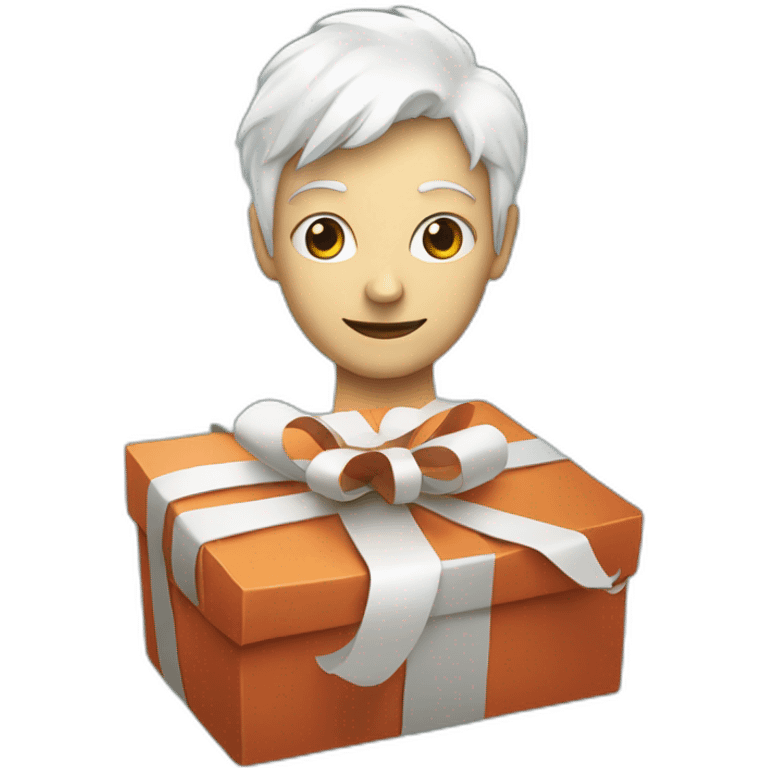 A white person with the head of the solana cryptocurrency logo offering a gift emoji