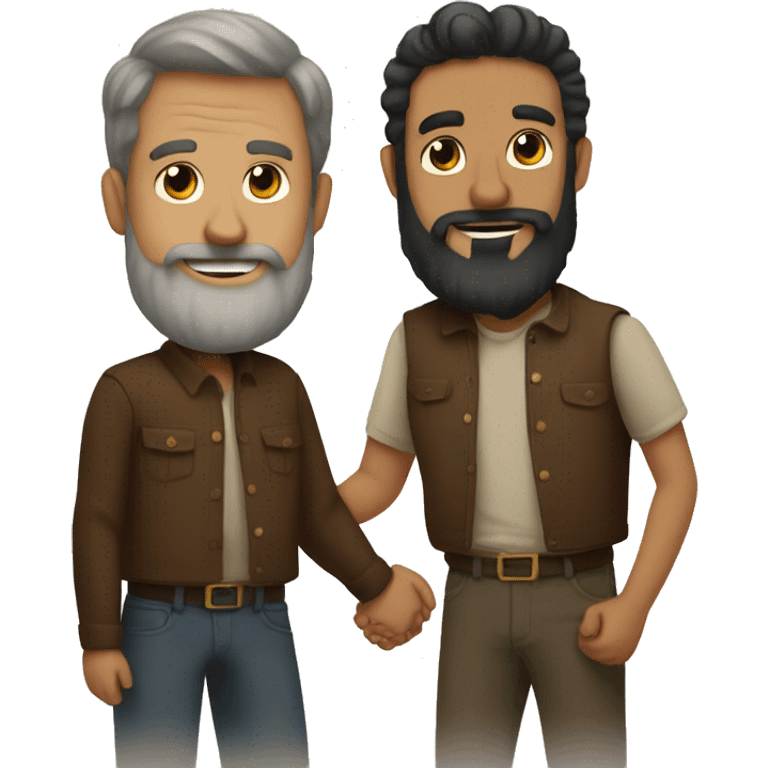 Two bearded men are holding hands emoji