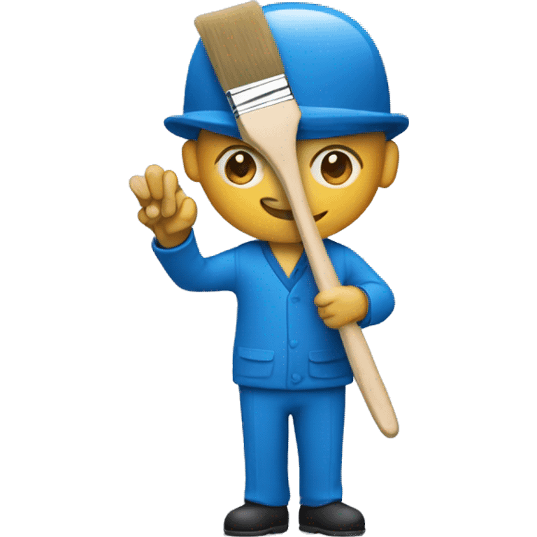 MAN IN BLUE CHACHET HOLDING A PAINT BRUSH emoji