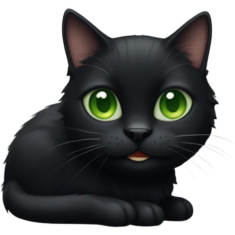 black short hair cat with green eyes winking emoji