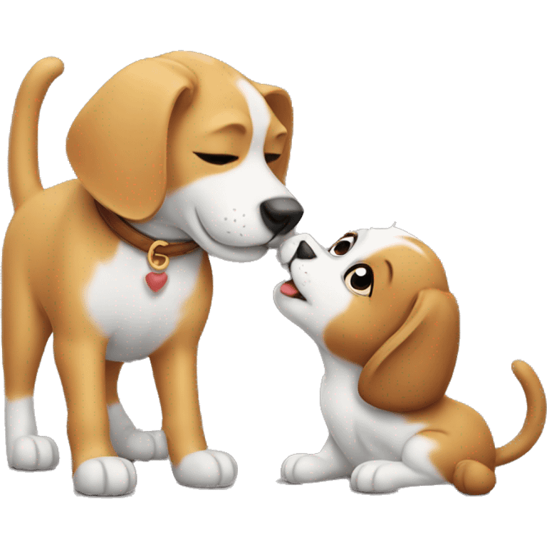 Cat and a dog kissing emoji