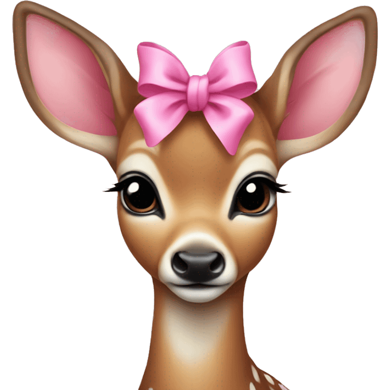 realistic baby deer wearing pink bows emoji