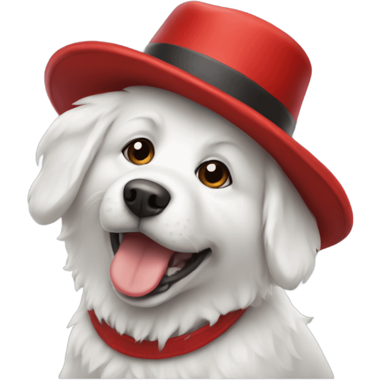 White pídele Dog with red hat  emoji