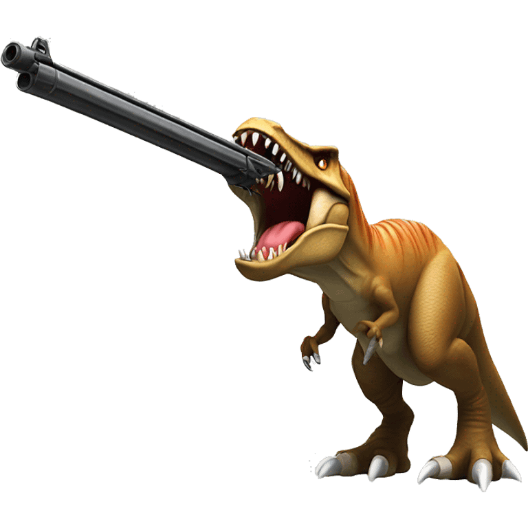 T-rex with a shotgun emoji