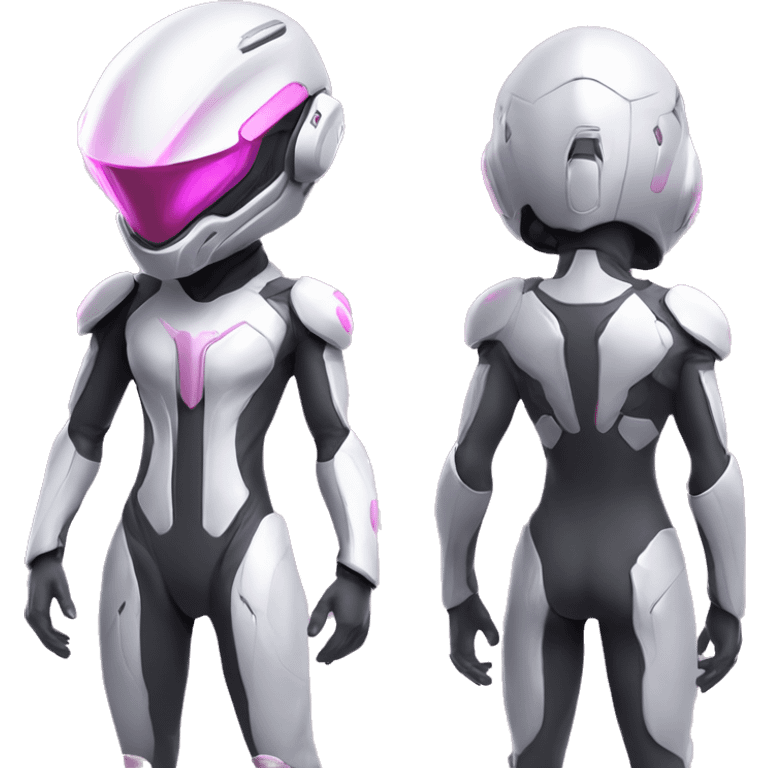 White Lizard-Reptile-Raptor-Alien-Genesect-Mewtwo-Fakémon, with pink eyes, with a futuristic visor-helmet, wearing a techwear-suit, Full Body emoji