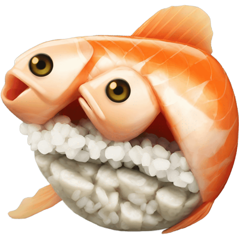 Fish eating sushi emoji