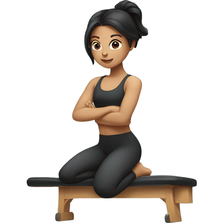 Girl with dark hair doing Pilates  emoji