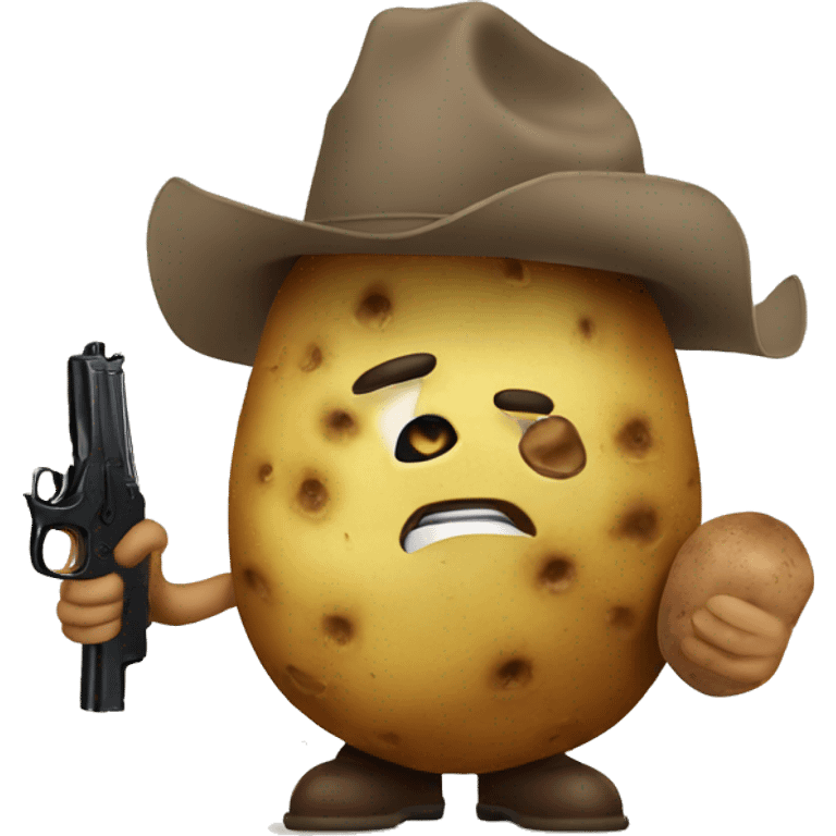 A potato holding a gun emoji