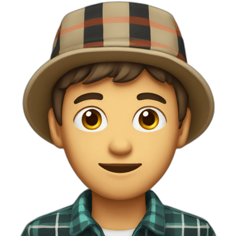 young man in plaid hat emoji