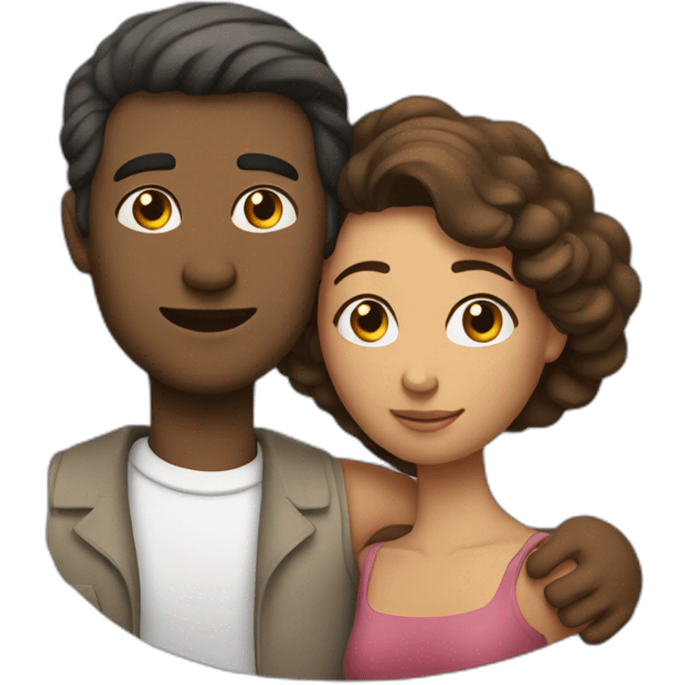 A man leaning against a woman and holding his hand on her shoulder  emoji