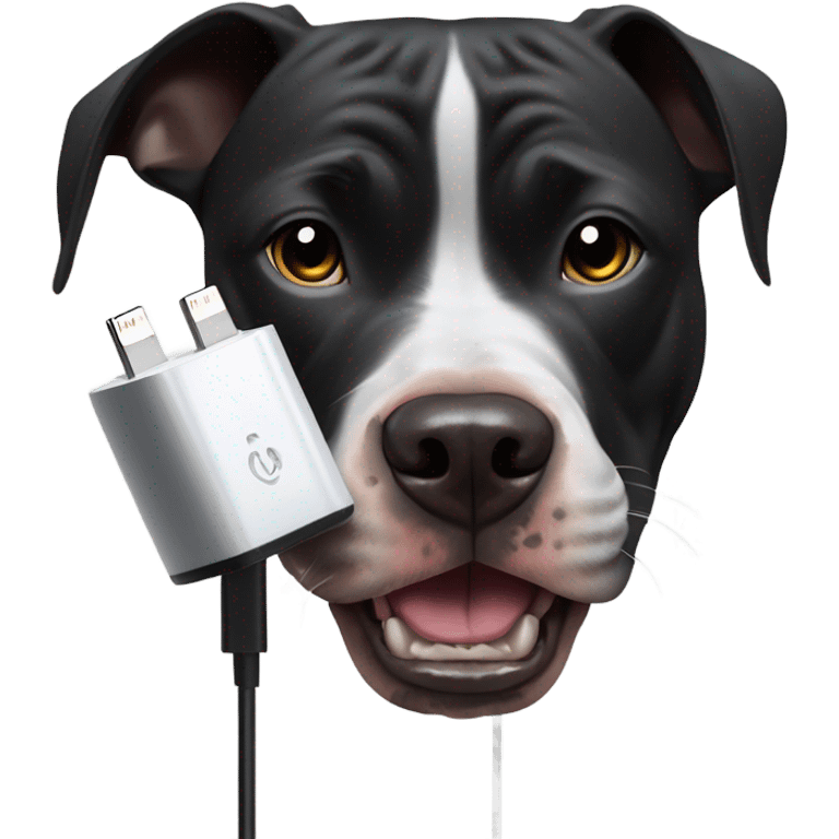 black pitbull eating charger emoji