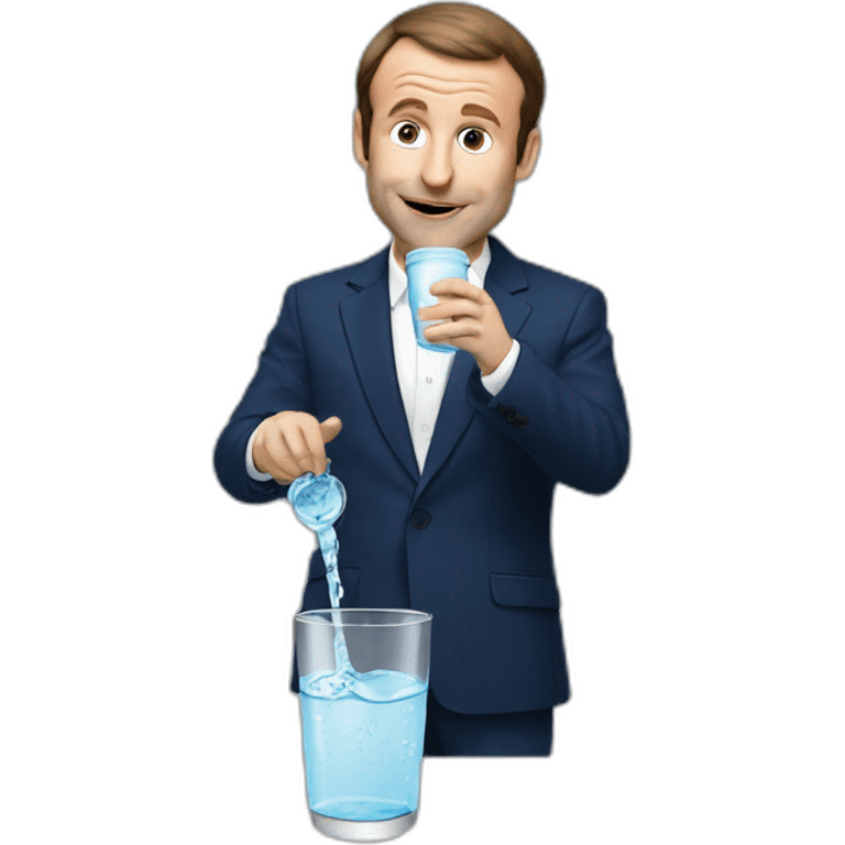 Macron drinking water emoji