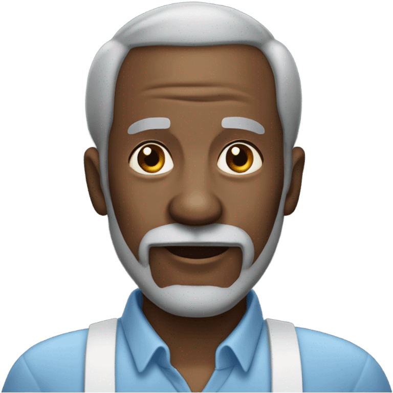 Seventy years old black man with balled head and short grey beard  emoji