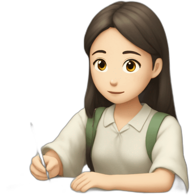 Studio ghibli girl preparing for her exam  emoji