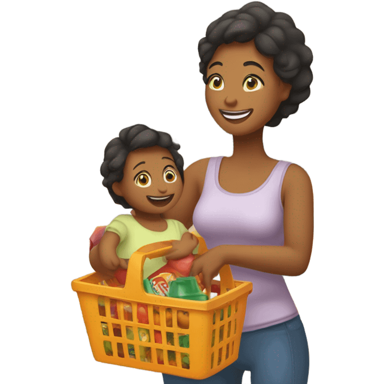 Woman and baby shopping emoji