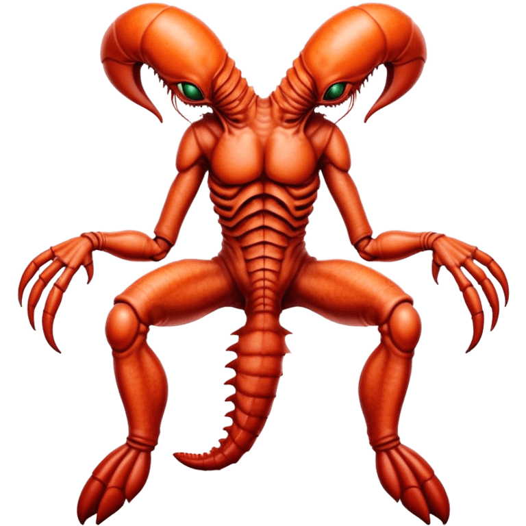 xenomorph alien in lobster skin in man legs emoji