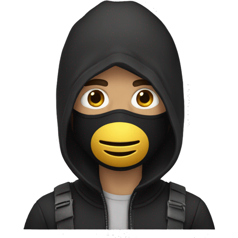 A guy with a jlack mask emoji