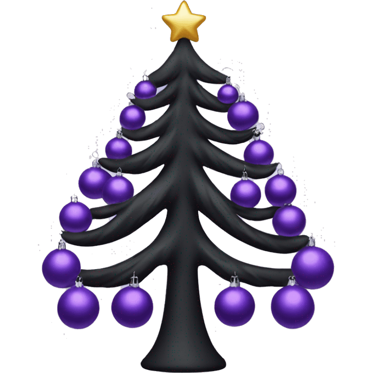 Black Christmas tree with purple ornaments emoji