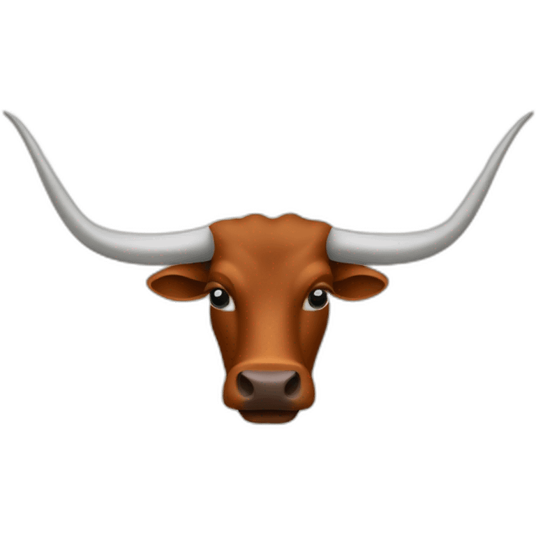 bull, Texas Longhorn with solid brown face, long long long long horns emoji