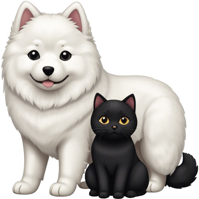 
Samoyed and black British cat emoji