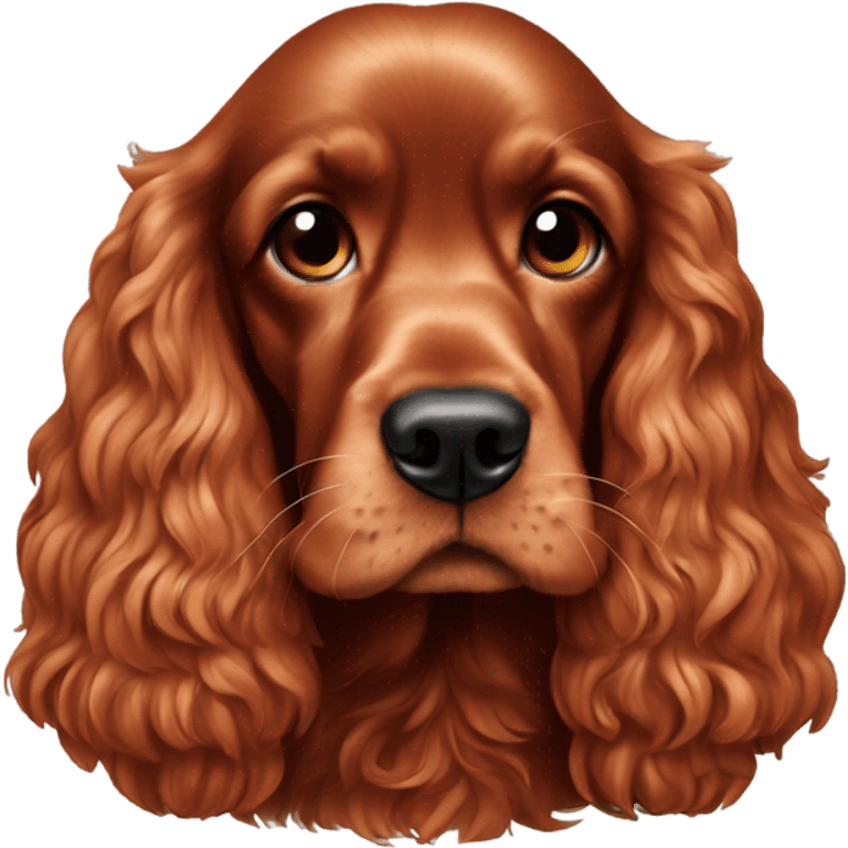 All red cocker spaniel eating emoji