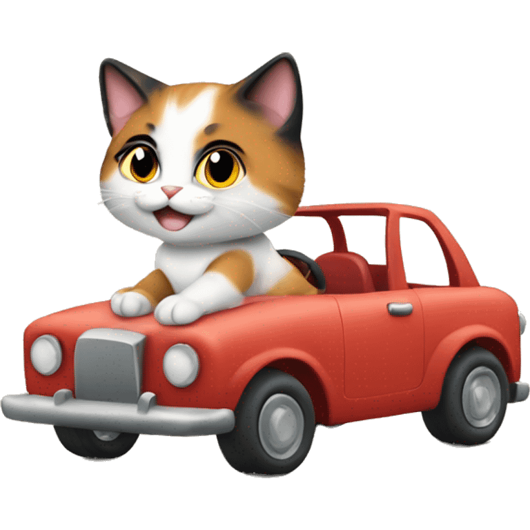 calico kitten driving car emoji