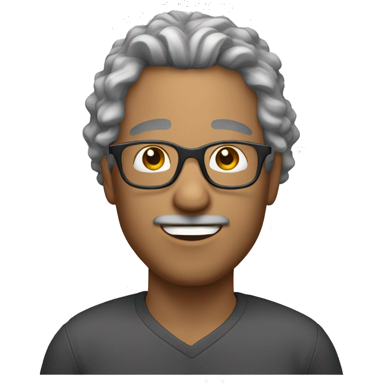 male with gray curl hair with glasses no mustach emoji