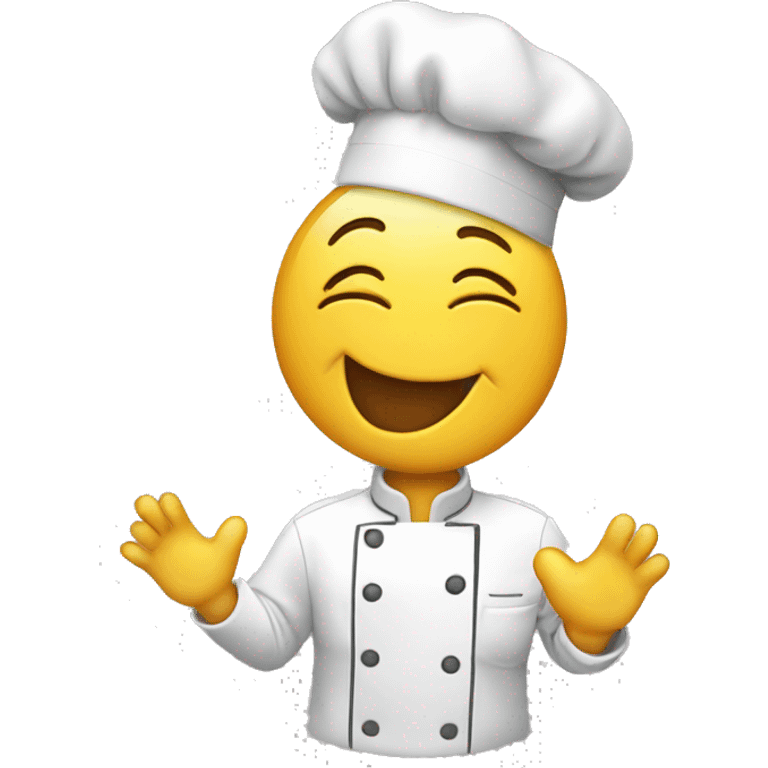 Chef smile face kissing with hand and heart emoji