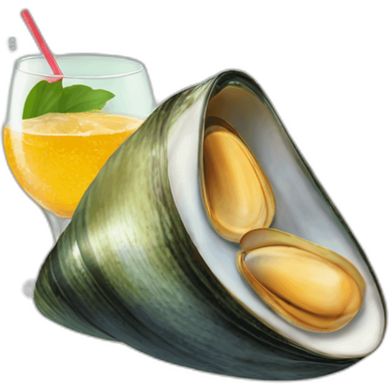 Mussel holding a spritz emoji