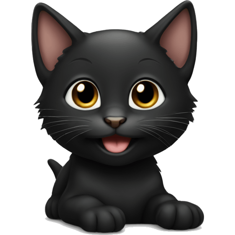 happy black kitten  emoji