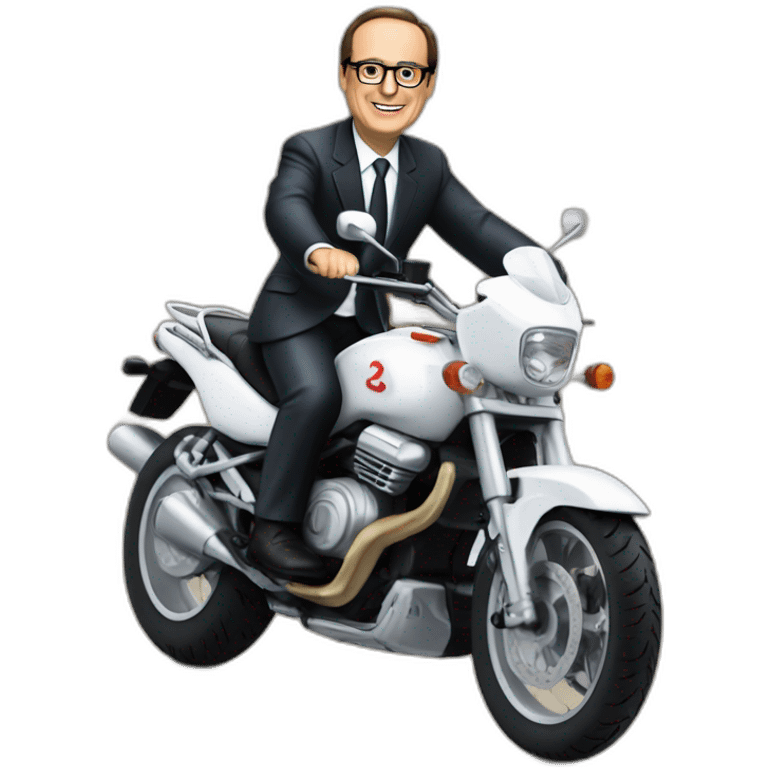 François Hollande sur une moto emoji