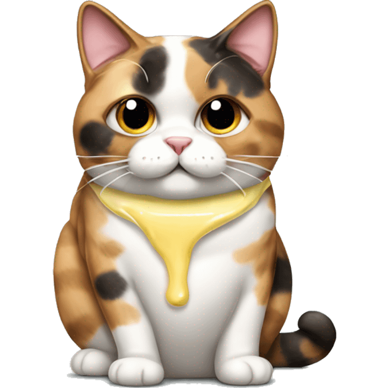 Realistic Fat calico cat with sundae emoji