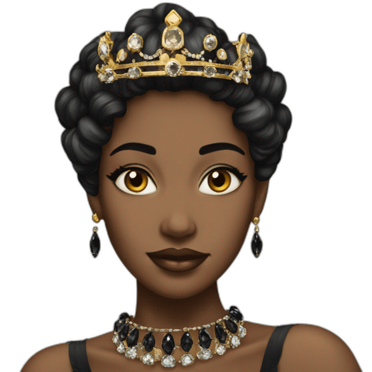 black women's crown with dark crystals in Vicrorian style emoji