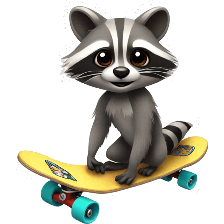 Raccoon on a skateboard emoji