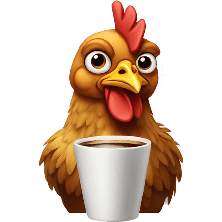 Chicken drinking Coffee  emoji