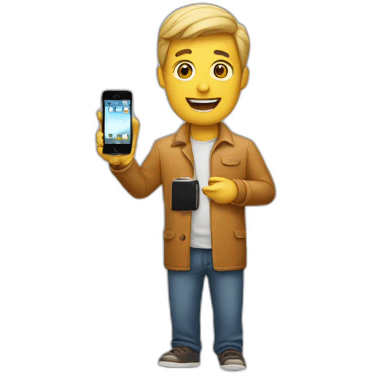 A man with an iPhone in his hand emoji