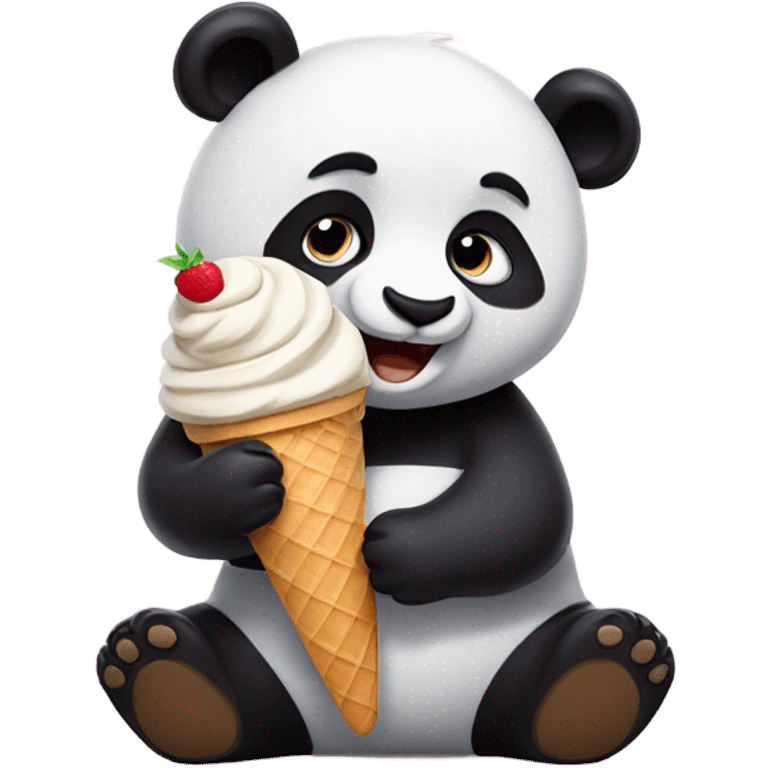 Panda eating ice cream emoji