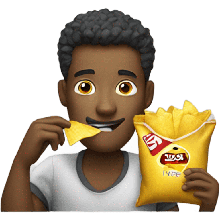 Guy eating chips emoji