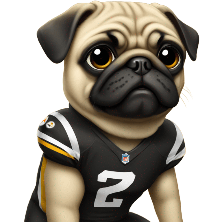 Pug in a Steelers jersey emoji