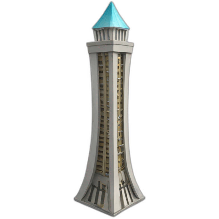 A tower in the shape of a razor with musical notes inside it emoji