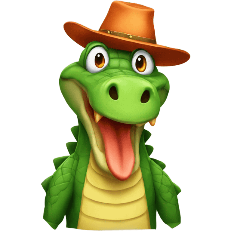 Crocodile wearing a chicken hat emoji