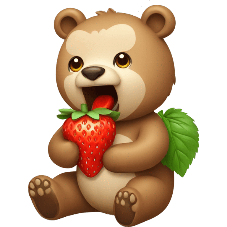 bear eating strawberries  emoji