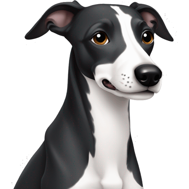 black and white whippet one white ear emoji