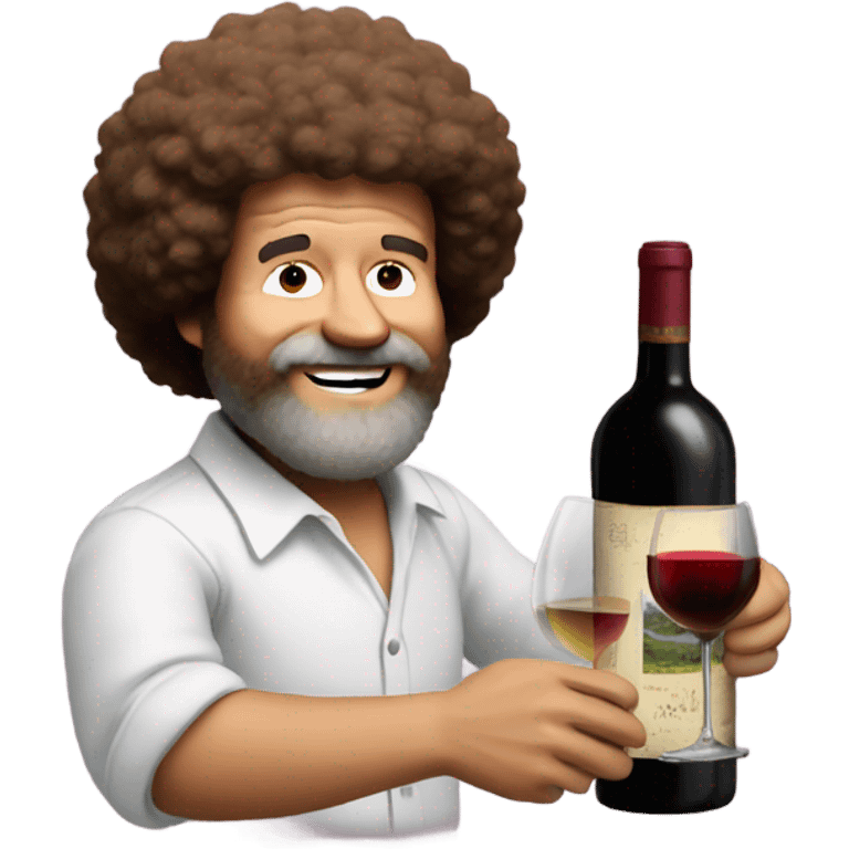 Bob Ross with wine emoji