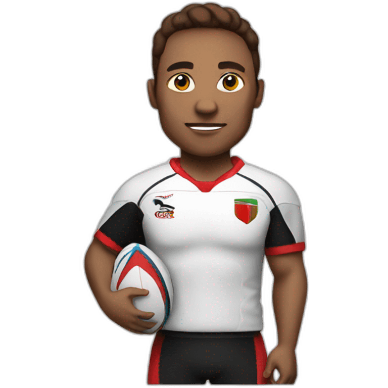 rugby player with red and black emoji