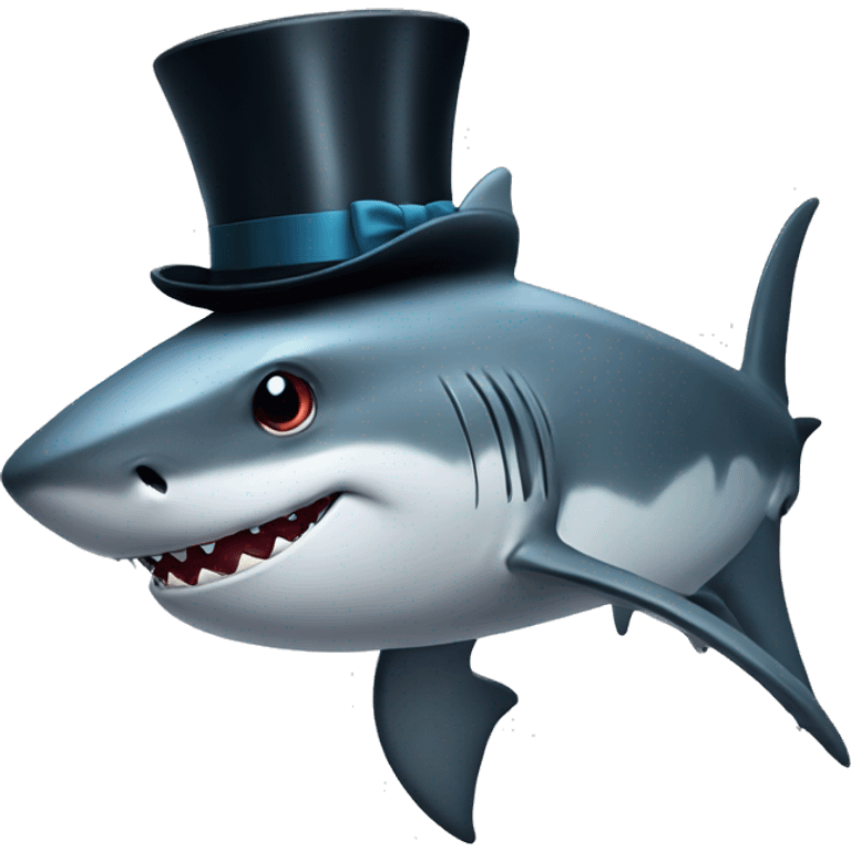 Shark with a top hat emoji