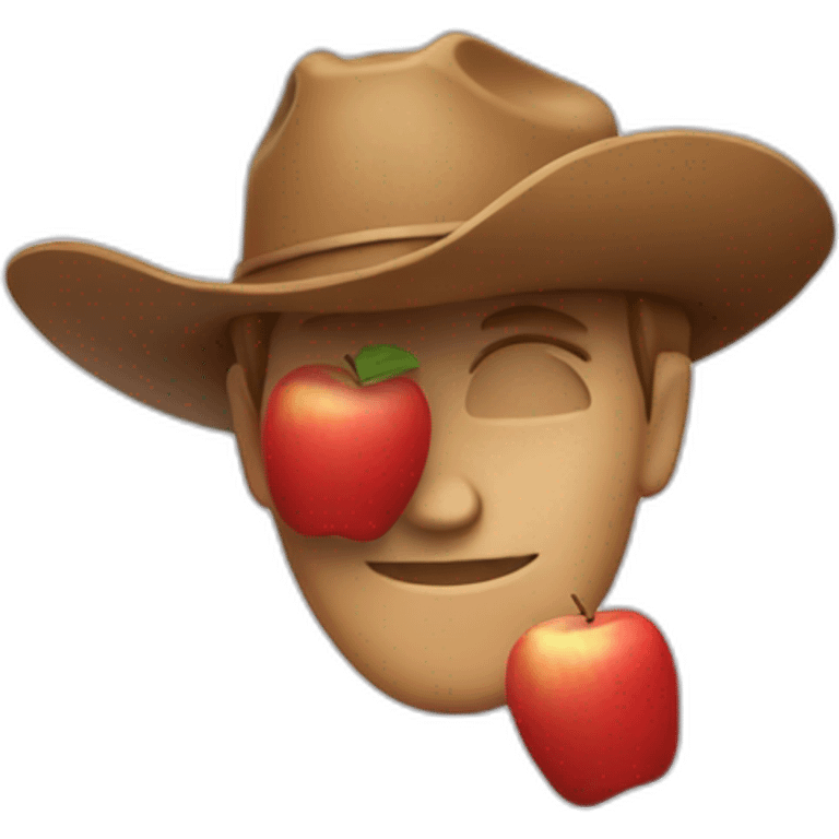 red apple wearing a cowboy hat emoji