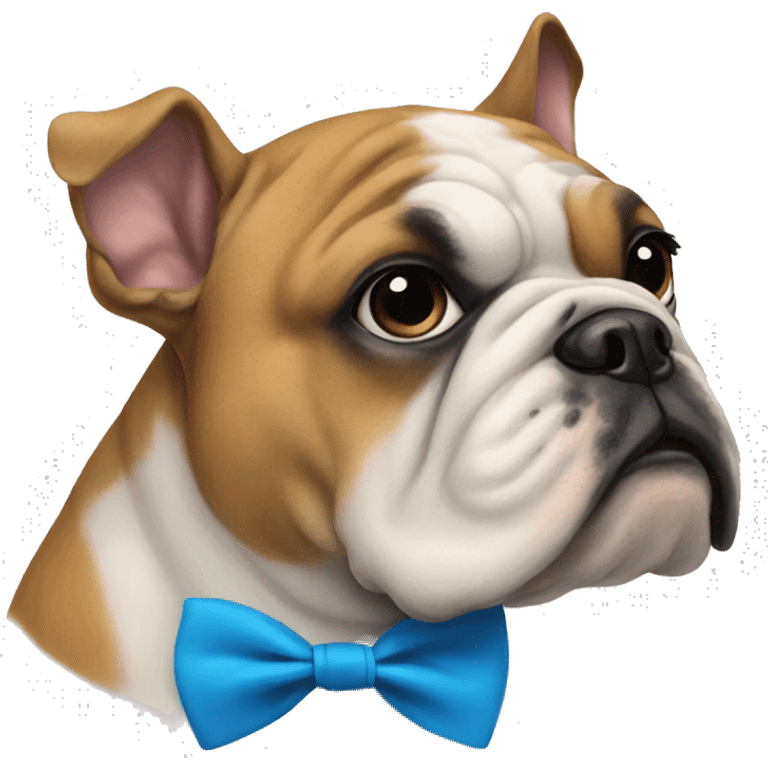 Cute bulldog wearing a blue bow tie  emoji